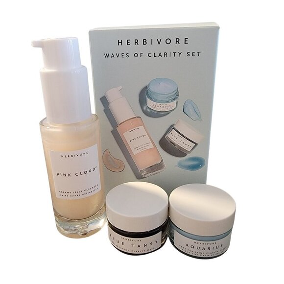 TWO for $40 Herbivore Waves of Clarity Skincare Set 3 Piece Gift Boxed New - Picture 1 of 14